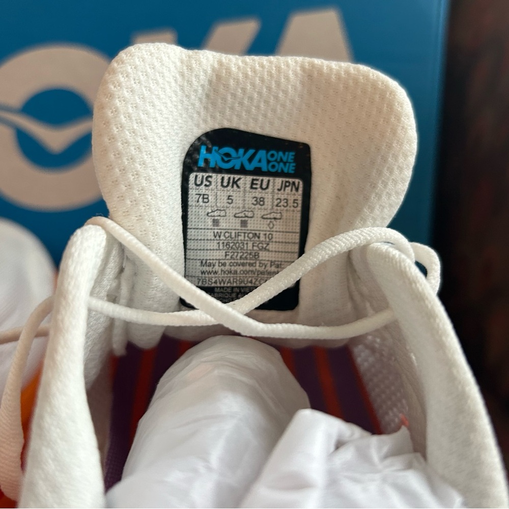 Hoka One One White Sneaker with Orange Accent - Picture 6 of 8